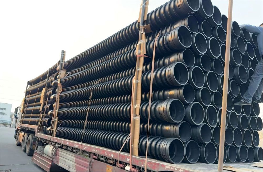 mining‑use HDPE spiral‑wound structured‑wall pipes for Mongolia project, Erlianhot port shipment